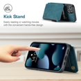 thumbnail image 3 of Dteck Case for Apple iPhone 13 6.1-inch,Retro Magnetic Leather Card Holder Wallet Shockproof Case Hybrid Rubber Zipper Purse Kickstand Protective Cover for iPhone 13,Blue, 3 of 6