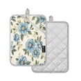 thumbnail image 2 of Seamless Pattern Of Blue Flowers and Green Leaves Square Insulation Pads 2 Piece Heat Resistant 338 Degrees F Oven Mitts for Kitchen Table BBQ Microwave and Other Cooking Occasions, 2 of 7