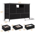 thumbnail image 2 of Jojoka 8-Drawers TV Stand with LED Light and Power Outlets for 55" TV, Dresser Chest of Drawers for Bedroom, Wood Top and Fabric Drawer for Entryway, Black, 2 of 9