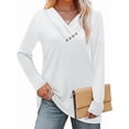 thumbnail image 2 of Women Long Sleeve Tunic Shirts Fall Outfits V Neck T Shirts Button Down Tunic Tops Fashion Clothing Business Tops Casual Loose Work Clothes Sweatshirt, 2 of 4