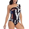 thumbnail image 3 of Uemuo Veterans Day2 Print Women's One Piece Swimsuit Asymmetrical Neck Bathing Suit One Shoulder Side Cutout Ruffle Swimwear-Small, 3 of 6