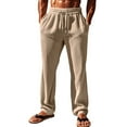 thumbnail image 2 of Pantalones largos para hombre, de color liso, con cordón, informales, de moda, largos, para hombre, 2 of 9