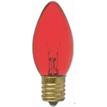 Good Bulb 7C9TR Transparent Red C9 Bulb – 7W, 130V, E17 Base 25 Pack