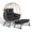Black-Black, variant on FKS LIFE 2 Person Egg Chair With Ottoman Cushion Large Egg Basket Chair With Footrest For Outdoor Indoor Patio Balcony Garden