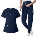 thumbnail image 5 of Summer Elastic Button Large Size Casual Doctor Nurse Hospital Overalls Hand Washing Workwear Surgical Uniform Set, 5 of 12