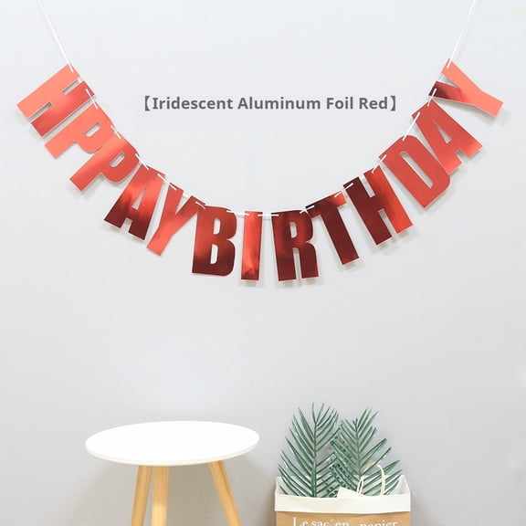 Happy Birthday Banner for Birthday Party Decorations Colorful Aluminum Foil Red