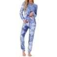 thumbnail image 1 of INSPIRAR CHIC Conjuntos de Pijamas de Manga Larga para Mujeres Sudadera de Punto Impresa con Estrellas 2 Piezas Ropa de Dormir XL Azul Tie Dye, 1 of 5