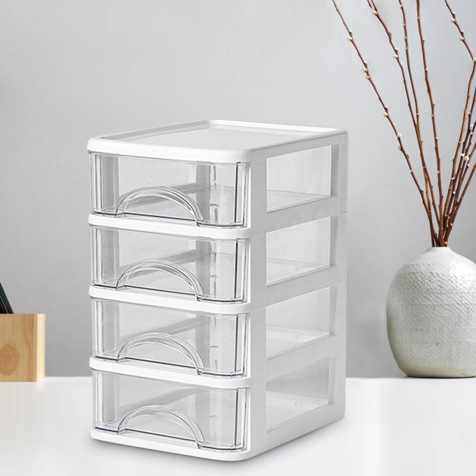 Small Organizer Drawers Plastic Desk Storage Box with 2 Drawers Cute Rabbit Multipurpose Clear Mini Desk Organizer Walmart
