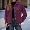thumbnail image 2 of LIIPEE Women Jacket Warm Thickened Solid Color Long Sleeve Turndown Collar Button Coat With Pockets Woman Handsome Casual Daily Party Jackets,Purple,L, 2 of 6