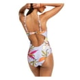 thumbnail image 2 of BAR III Women's Purple Floral Stretch Removable Cups Lined Cutout Adjustable Moderate Coverage High Neck One Piece Swimsuit S, 2 of 4