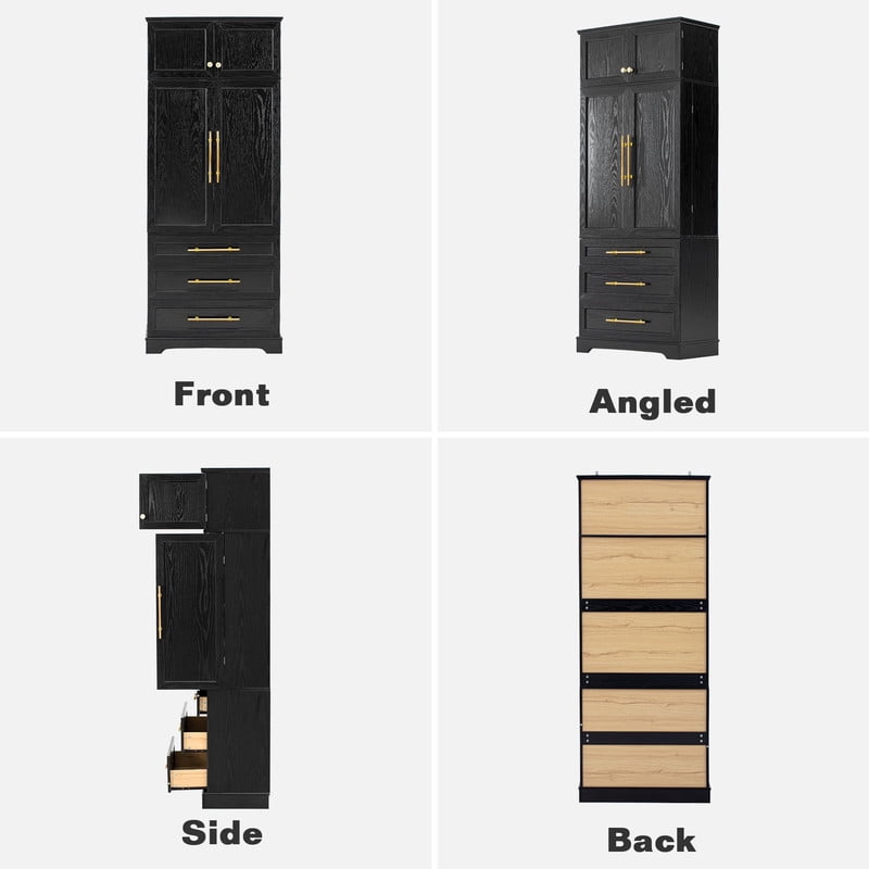 Farmhouse Kitchen Pantry Cabinet with 8 Door Shelves, Versatile Cupboard with 3 Drawers, 78.2'' Tall Kitchen Storage Cabinet with 3 Adjustable Shelves
