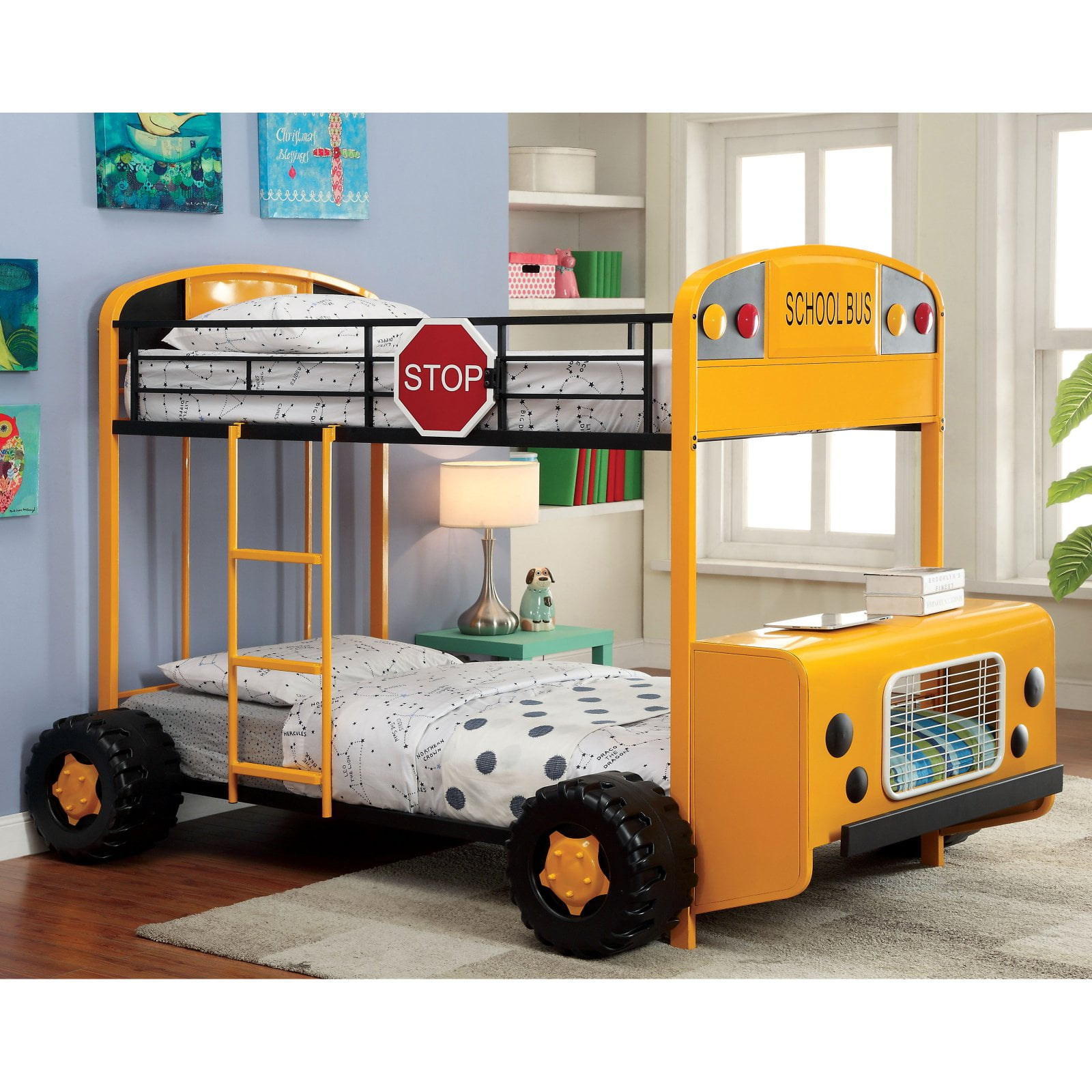 School Bus Twin Over Bunk Bed, School Bus Bunk Bed