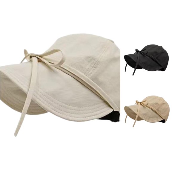 Xijirk Wide Brim Sun Hat Lightweight Bow Tie Fisherman Cap for Outdoor Travel Beach Daily Casual Walking Wear,Beige,One Size