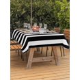 thumbnail image 3 of Outdoor Table Cloth with Umbrella Hole and Zipper, Black Striped Waterproof Rectangle Tablecloth 60"x84", Modern Farmhouse Black White Stripes Washable Table Cover for Outside Party Patio Picnic, 3 of 8