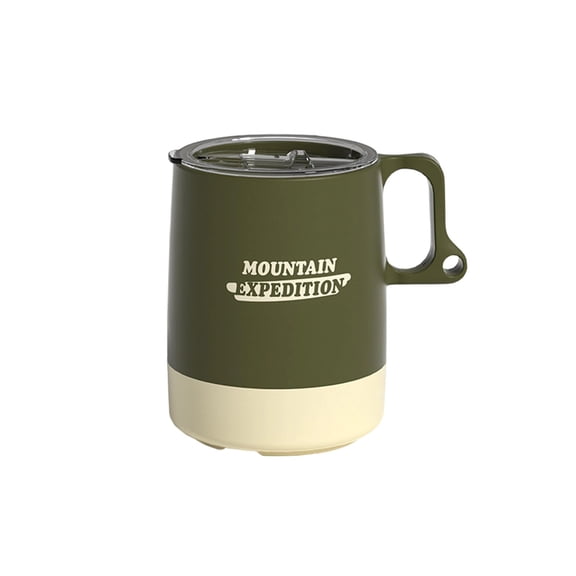14 oz Camping Coffee Mug with Sealed Lid, Food-Safe PP Plastic Outdoor Cup with Hanging Handle for Hiking, Picnics & Home Use