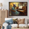 thumbnail image 1 of Designart Goat Animal framed wall art, Musical Goat I , Goat Large framed wall art decor, Turquoise Modern black framed wall art, 44x34 inches black frame, 1 of 5
