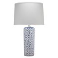 thumbnail image 1 of Benzara BM241193 Table Lamp with Cone Drum Shade & Trellis Pattern Ceramic Base, White, 1 of 5