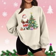 thumbnail image 2 of Feancey Crewneck Sweatshirt Women Christmas Tree Graphic Sweatshirts Oversized Long Sleeve Loose Pullover Tops Soft Fleece Sweatshirt Beige L, 2 of 6