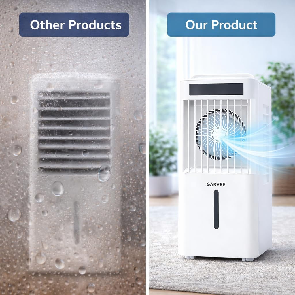 2.6Gal Portable Air Conditioners, 3-in-1 Swamp Cooler with HEPA Filter, Remote Control, 6 Speeds & 3 Modes, Quiet Operation for Rooms Up to 450 Sq Ft, 24-Hour Timer, 360° Swivel Casters
