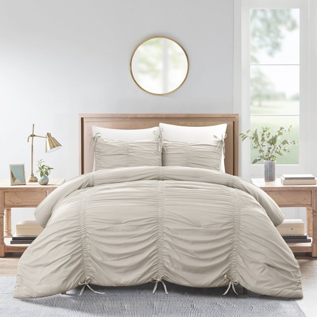Grace Living Elyjah Polyester Comforter Set - Ruched Ruffle Pleated, Elegantly-styled