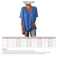 thumbnail image 6 of Loose V Neck Blouse Bell Short Sleeve Ruched Pure Color Pleated Shirt Top for Women Summer Blue XL, 6 of 6