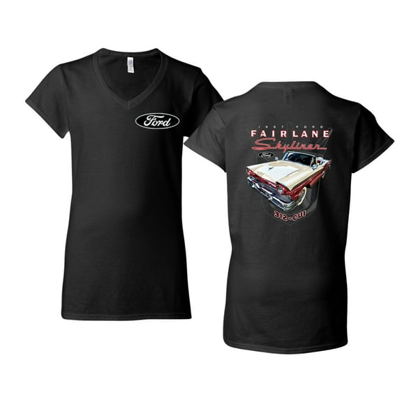 Wild Bobby 1957 Ford Fairlane Skyliner 312 Convertible Classic Vintage Car Lover Women Standard V-Neck Tee