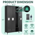 thumbnail image 3 of IKIMI 72" Metal Locker for Employees, 3 Doors Storage Cabinet Locker with Vented Compartments and Hooks for Gym, Garage, Living Room, Office, School, Black, 3 of 10