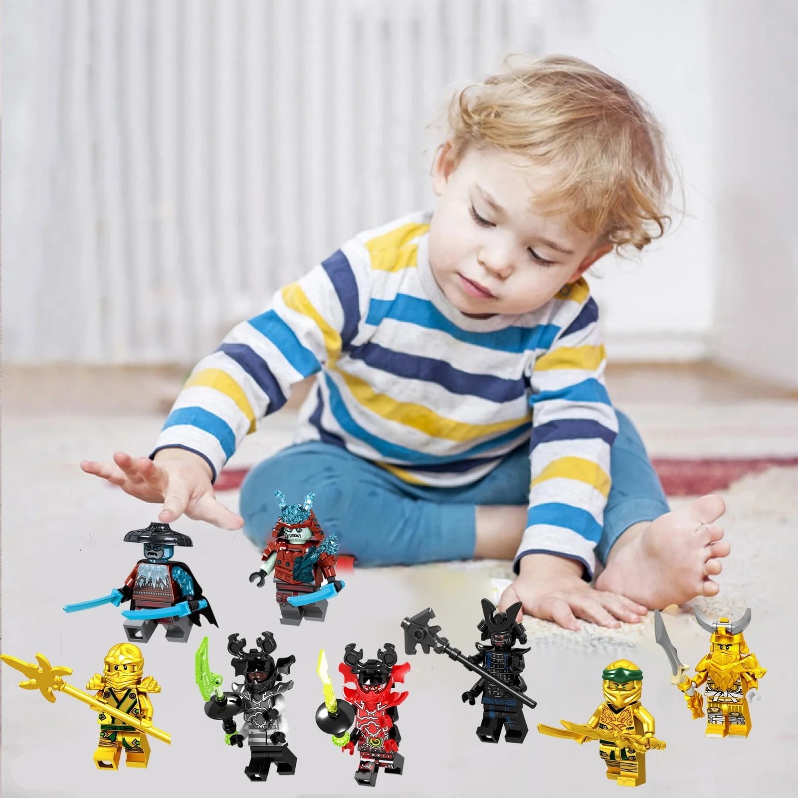28 Pcs MOC Ninja Blizzard Samurai Building Blocks Toy Set, Zane Kai Jay Ghost Faced Warrior Figures, Fun Gift for Kids & Fans