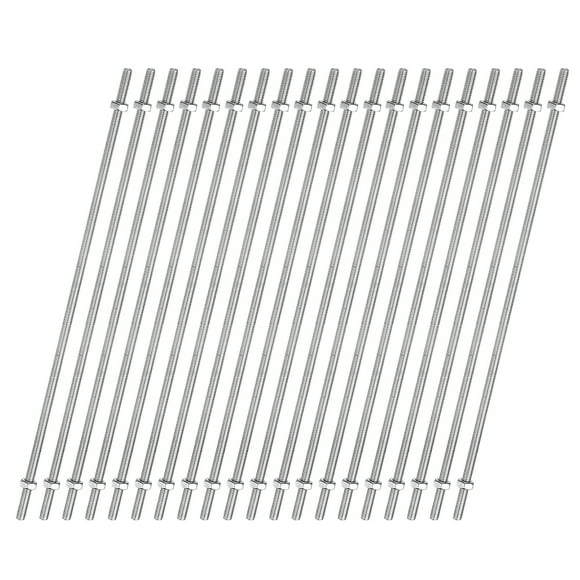 Unique Bargains 20pcs 8/32 Inch M4 Threaded Rods with Hex Nuts 14 Inch 304 Stainless Steel Rod, Silver