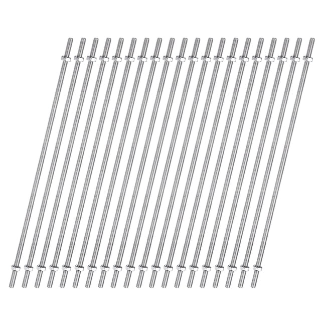 Unique Bargains 20pcs 8/32 Inch M4 Threaded Rods with Hex Nuts 14 Inch 304 Stainless Steel Rod, Silver