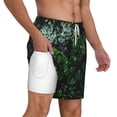 thumbnail image 2 of Kdxio Lush Foliage Green Plant Print Men'S Swim Trunks With Compression Liner 7 Inch Inseam Quick Dry Swim Shorts, 2 of 7