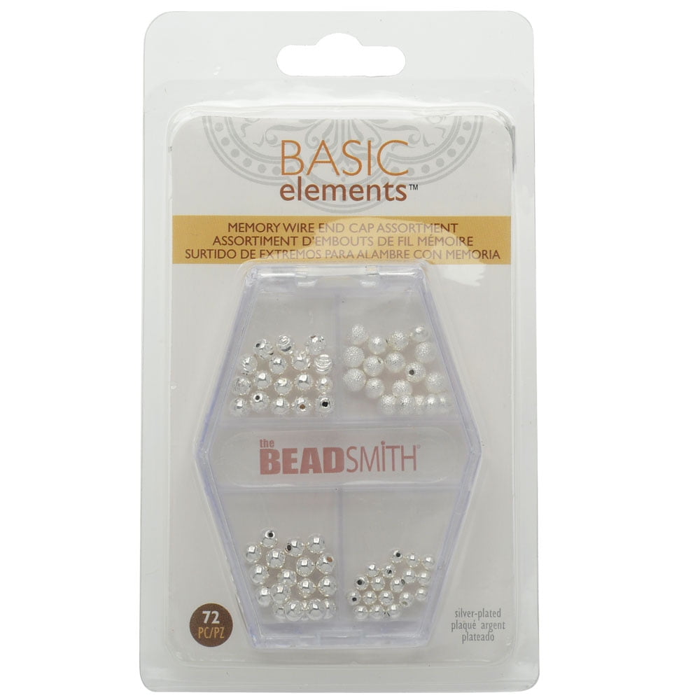 End Cap Beads for Memory Wire, Round Glue In 3 & 4mm Diameter, 72