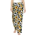 thumbnail image 2 of Goofa Cute Cow Print Sunflower A Printed Soft Pajama Pants for Women, Wide Leg Comfy Casual Lounge Yoga Pants-Medium, 2 of 9