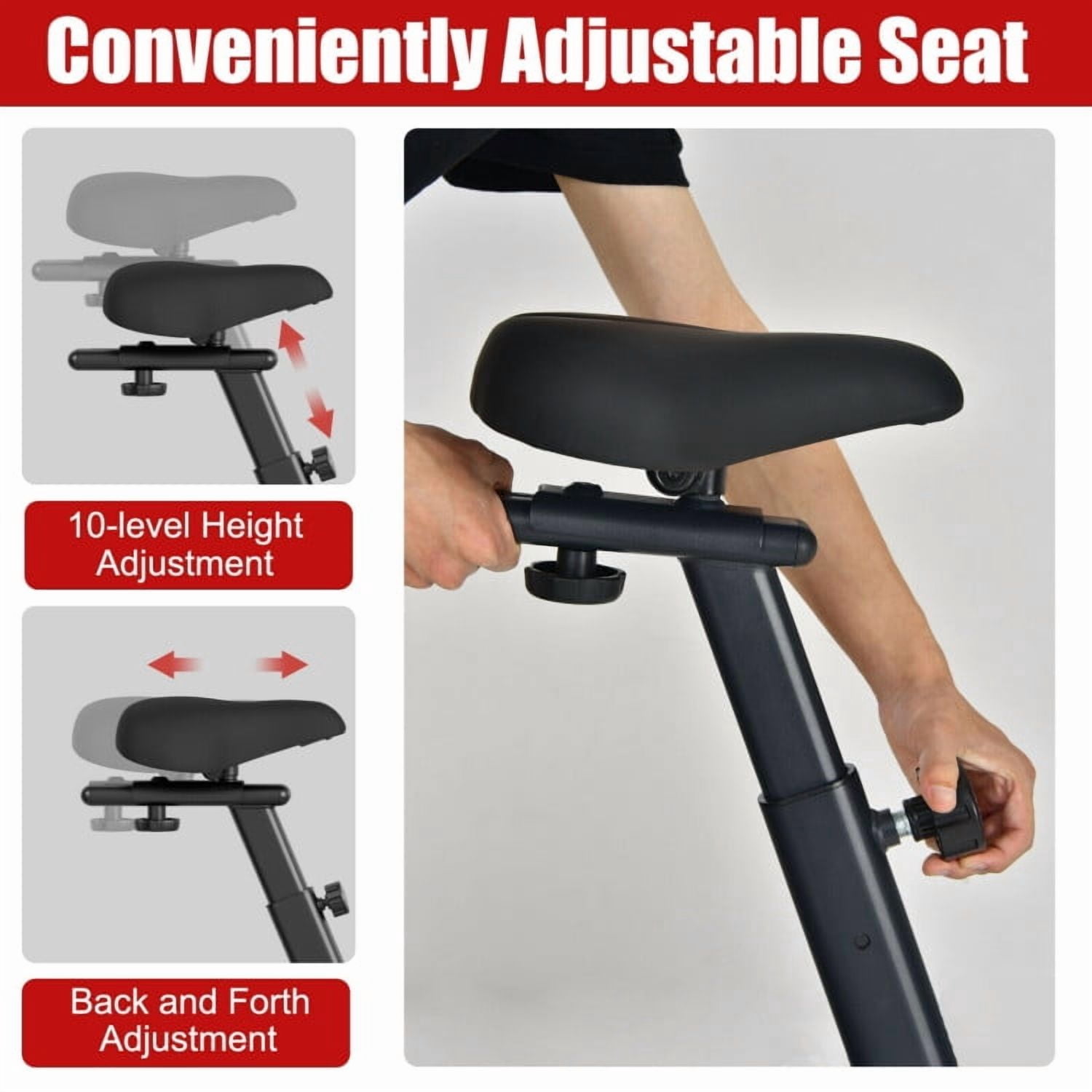 Topcobe Indoor Upright Air Bike with Unlimited Resistance for Home, Cycling Bike Stationary with Comfortable Seat Cushion, Black