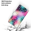 thumbnail image 4 of SaniMore for iPhone 14 6.1 "2022 PU Leather Case with Card Slots Detchable Lanyard Color Painting Luxury Pattern Flip Kickstand Shcokproof Wallet Case For iPhone 14 6.1 Inch 2022, Stained Glass, 4 of 10
