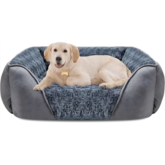 Large Orthopedic Dog Bed, 31.5"x25.6" Rectangular Washable Pet Cuddler with Anti-Slip Bottom, Soft Calming Sleeping Mat