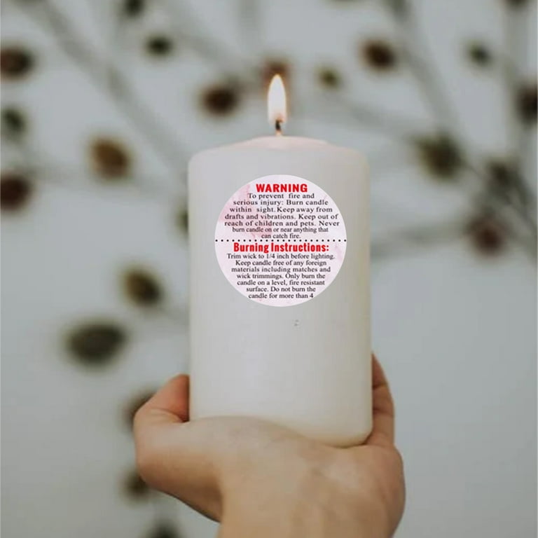 1000PCs White Circular Candle Warning Stickers Candle Jar