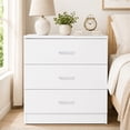 thumbnail image 2 of SESSLIFE 3 Drawer Nightstand, White Night Stand with Gold Handles, Wood Bedside Table Storage Cabinet, Multi-Scene Furniture for Bedroom, Living Room, 2 of 8