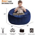 thumbnail image 3 of Bean Bag Chair for Adults - BeanBag Chairs with Soft Cover - Furniture Round Fluffy Couch Sofa for Living Room Lounge Bedroom College Dorm - Gifts for Gaming Reading Relaxing, 3 Feet, Cobalt, 3 of 15