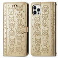 thumbnail image 2 of Étui Rabattable pour FOXDOCK iPhone 12 / 12 Pro, Cuir PU Embossé Chat et Chien avec Fentes pour Cartes, Support, 2 of 6