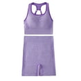 thumbnail image 2 of QATAINLAV Women's 2 Piece Outfits Racerback Crop Tank Tops Sports Bra and High Waisted Biker Shorts Seameless Summer Workout Sets Purple XL Mother's Day Gifts, 2 of 6