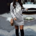 thumbnail image 2 of HJYCHN Stylish Women's Casual Knit Dress Elegant Round Neck Long Sleeve Solid Color Winter Warm Comfy Daywear Versatile Outfit Grey M, 2 of 4