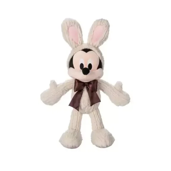 Mickey Mouse Easter Bunny Plush 13” 2024 Beige Knitted Doll NEW Authentic