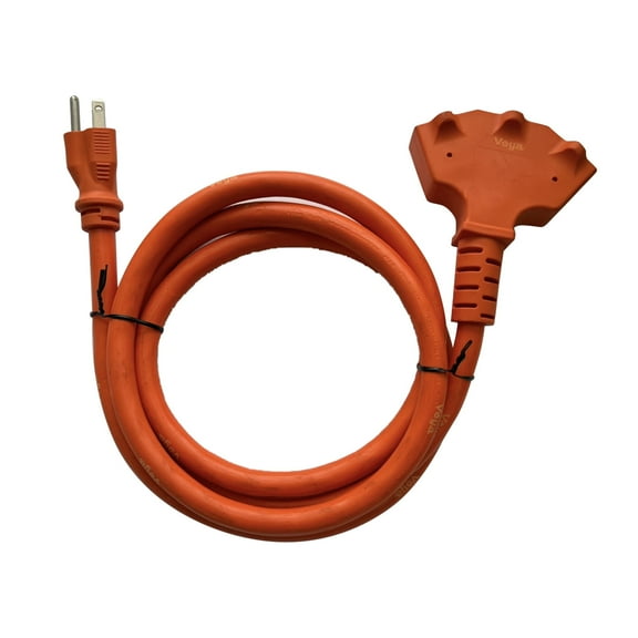 Voya Triple Tap Extension Cable, 14 AWG, 15A/125V, Orange