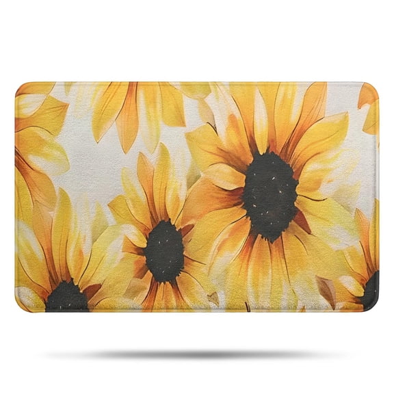 White Sunflower Pattern Bathroom Rugs Mat,Non Slip Microfiber Bathroom Rug,Rubber Backing,Soft Bathroom Mats for Bathroom Floor,Tub and Shower,17x27in(43x68cm)
