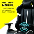 thumbnail image 4 of Hdcanada Orbit Series Racing Style Gaming Chair, Reclining Ergonomic Leather Chair with Footrest & Massage Lumbar Support - White, 4 of 10