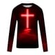 thumbnail image 4 of Blusas y camisas de manga larga con cuello redondo para hombre, blusa informal de manga larga con cuello redondo y estampado de rayas, blusa de poliéster para hombre, 4 of 5