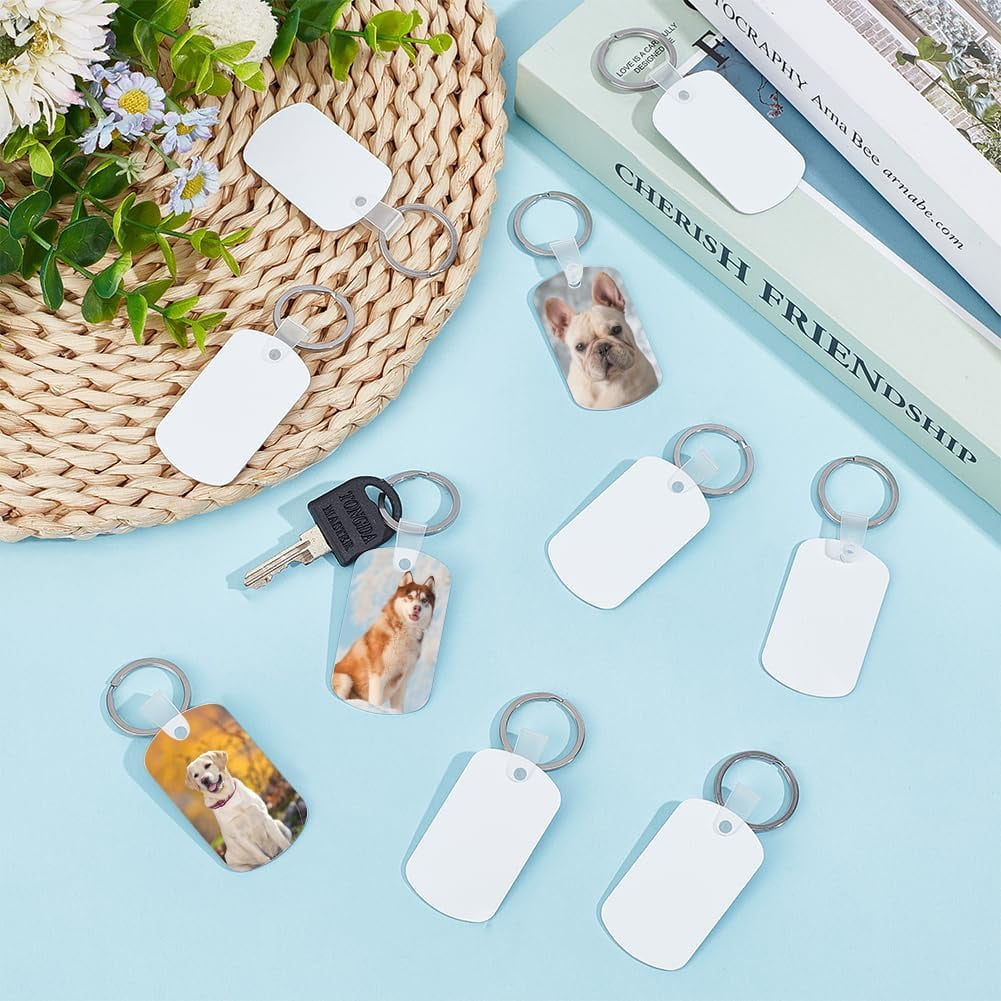 180Pcs Sublimation Keychain Blanks Double Sided Sublimation Metal Blanks Key Chains Heat Transfer Ornament Blank Oval Aluminum Tag Pendants