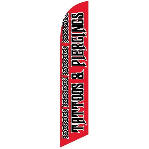 Tattoos and Piercings Feather Banner Swooper Flag -No Wind Required- Replacement FLAG ONLY
