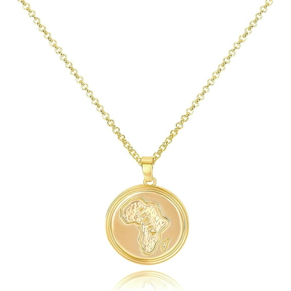 Gold Pendant Necklace For Women 14K Gold Plated Coin Pendant Necklace Adjustable Chain Disc Round Charm Initial Statement Necklace Trendy Jewelry Gift For Her[o477]